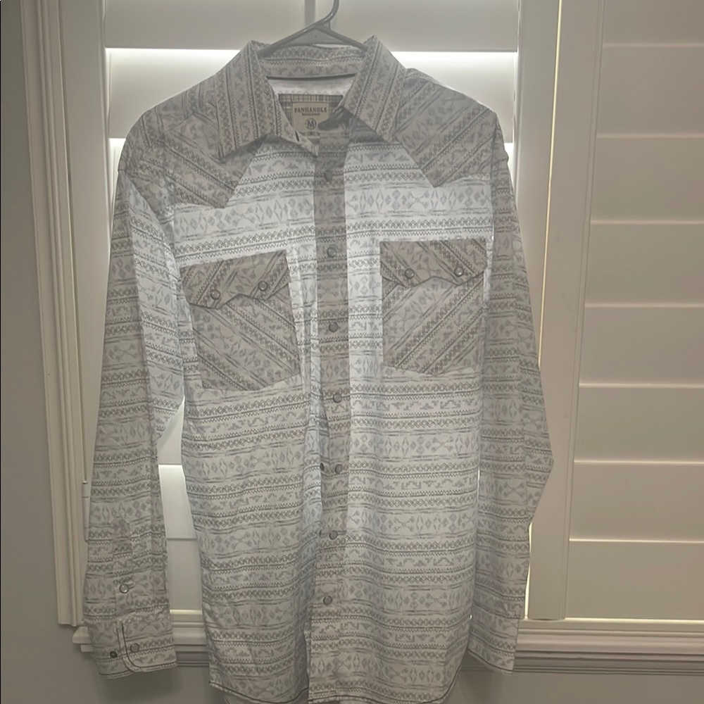 Wrangler White Patterned Casual Button Down Shirt